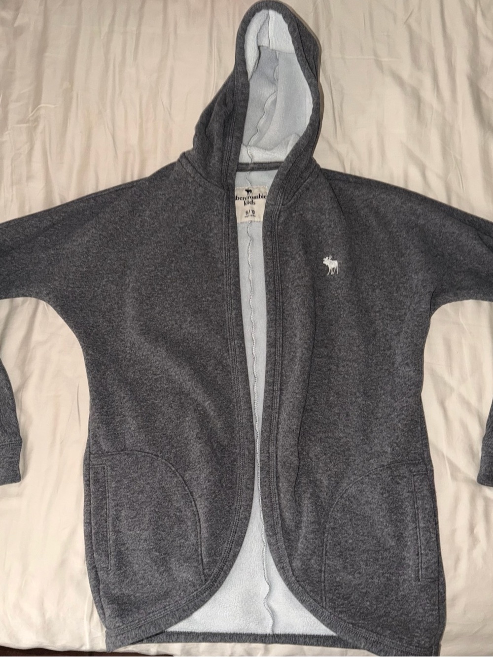 Abercrombie girls Charcoal Gray Hooded Fleece Jacket size 9/10